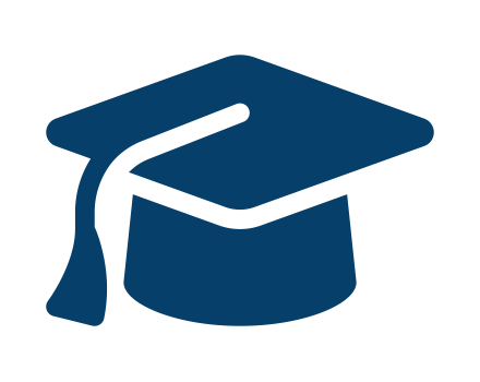 graduation cap icon in blue