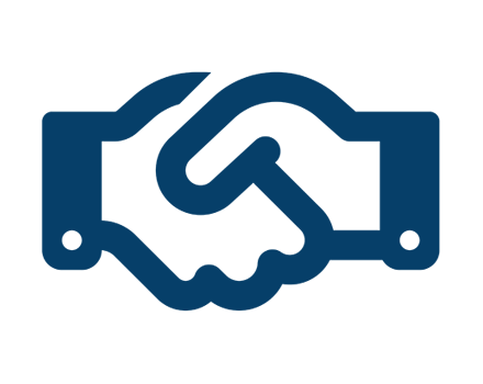 handshake icon in blue