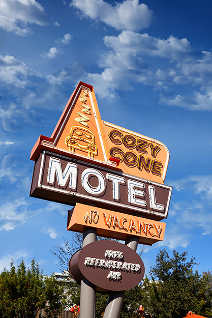 Cozy Cone Motel sign at Disneyland Resort