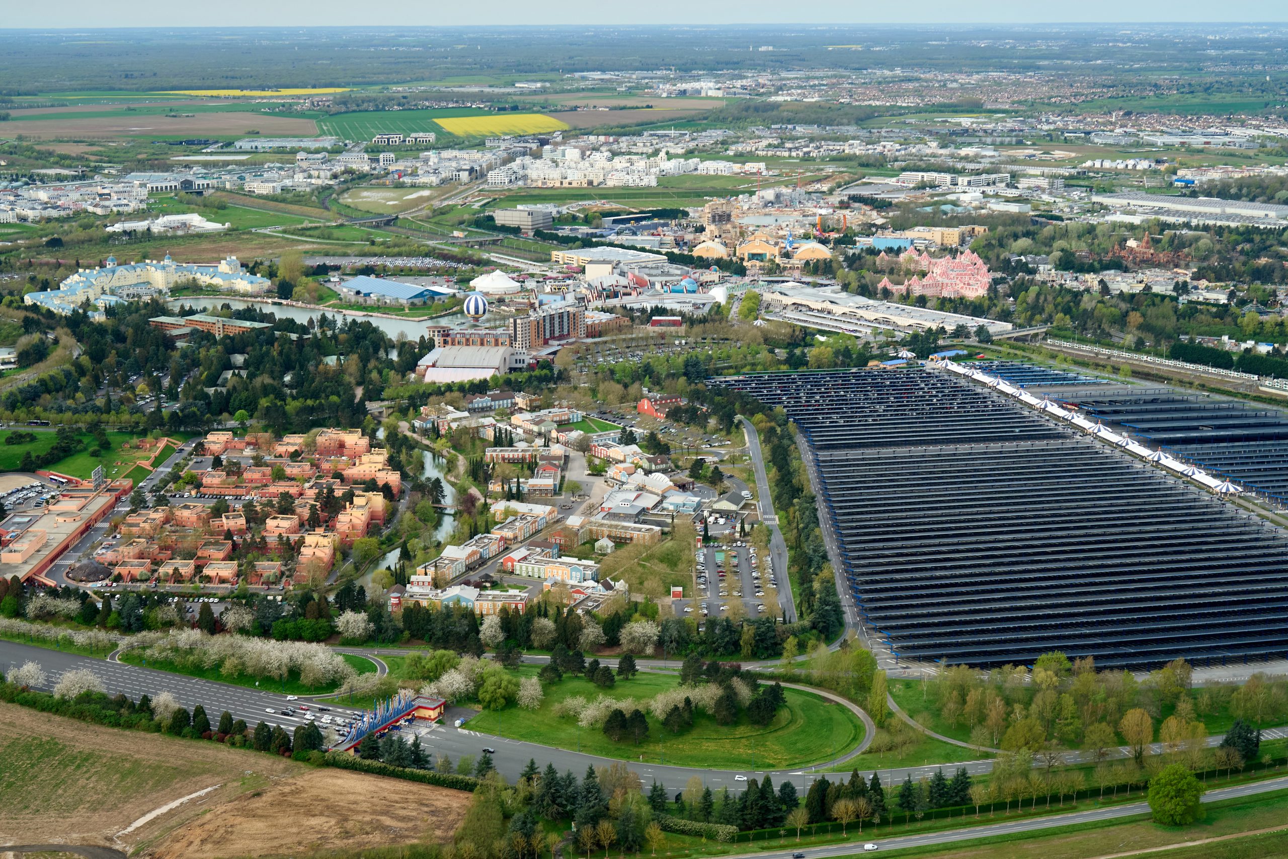bird eye view of disneyland paris solar array
