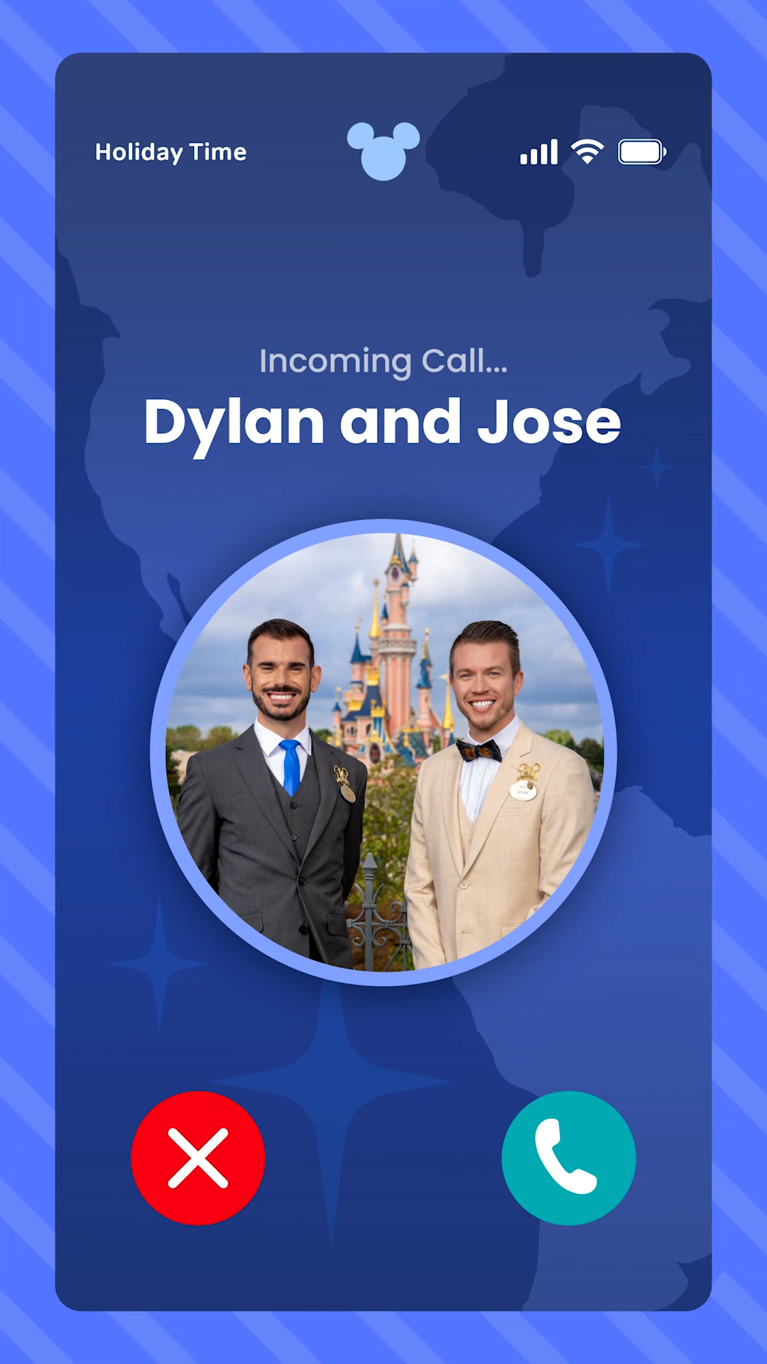 Dylan and Jose Disneyland Paris Ambassadors are calling Mickey Mouse