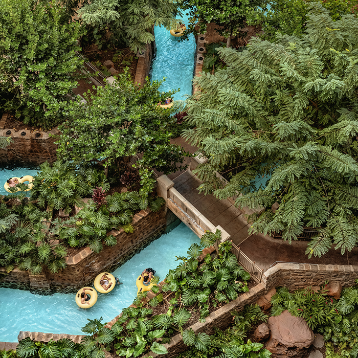 Aerial shot of lazy river at Aulani resort