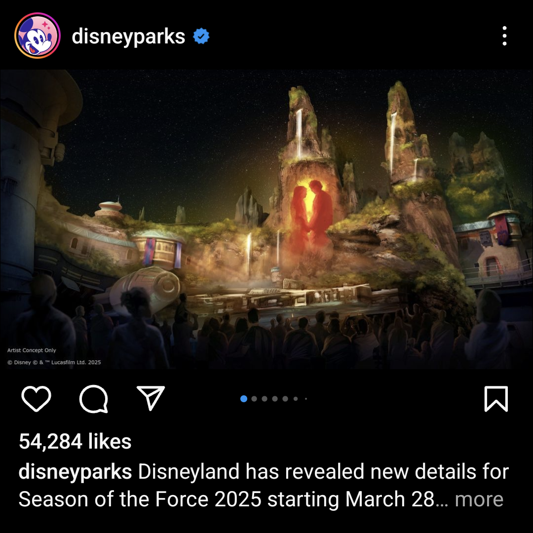 Screenshot of Disney Parks on Instagram