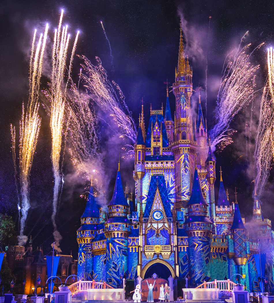 Walt Disney World castle with fireworks