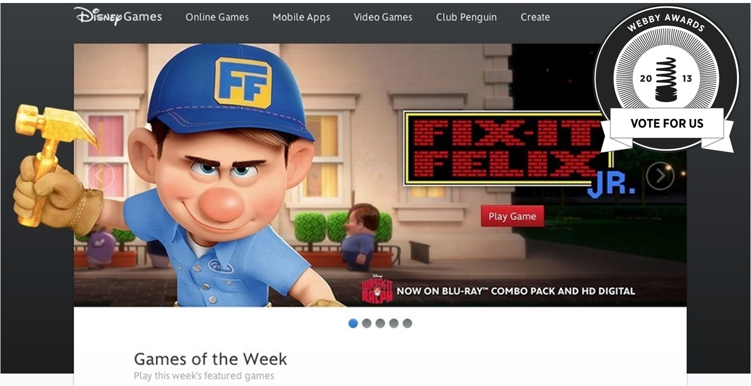 Disney.com/Games, Wreck-It Ralph and Frankenweenie Websites Nominated for 2013 Webby Awards