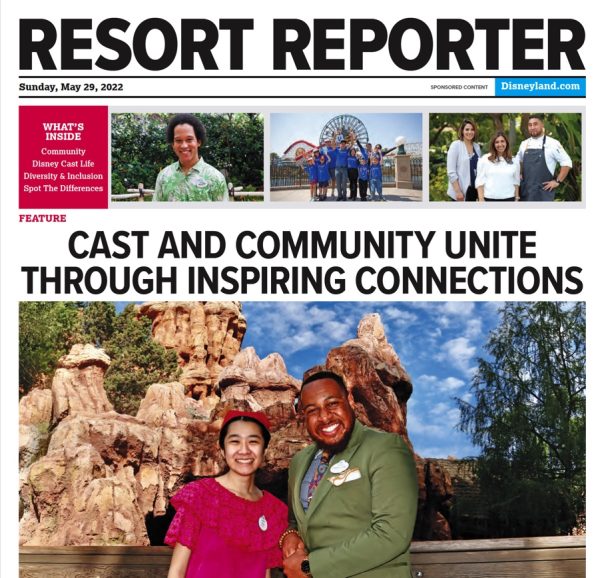 Newspaper looking graphic titled "Resort Reporter" with the headine: Cast and Community Unite Through Inspiring Connections. 