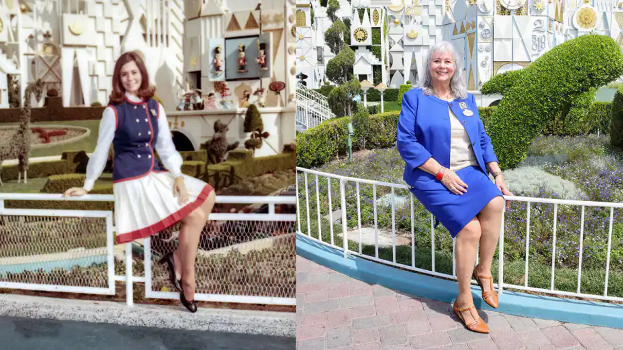 Then and Now photo of Debby at it's a small world. 