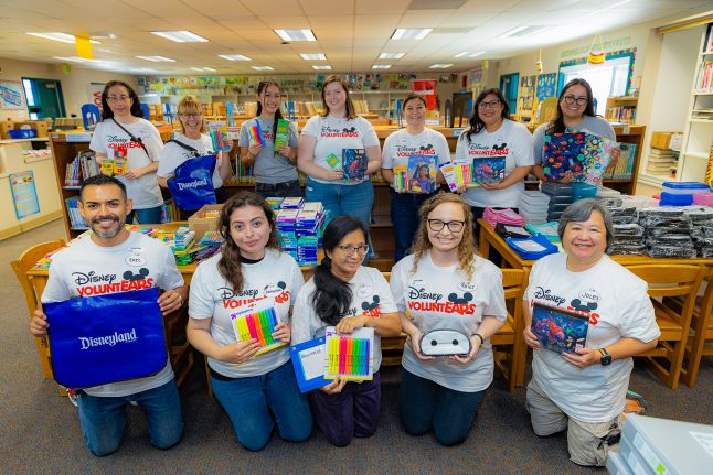 Disney VoluntEARS from Disneyland Resort came together to distribute school supplies to students at Orange Grove and Patrick Henry Elementary Schools in Anaheim for a positive start to the school year.