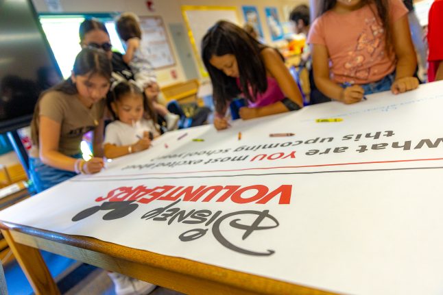 Students at Orange Grove and Patrick Henry Elementary Schools were encouraged to share handwritten messages about what they were most excited about in the new year ahead at the event. 