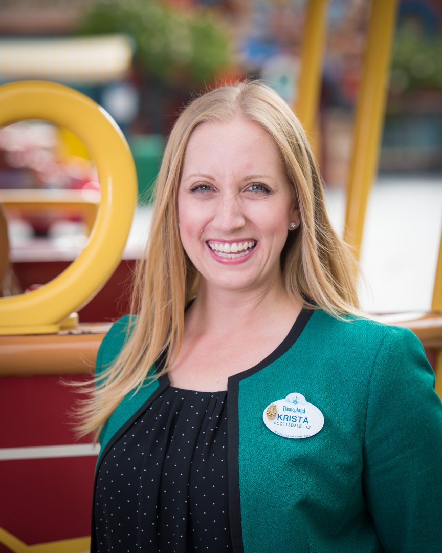 Krista Gillis poses in Mickey's Toontown.